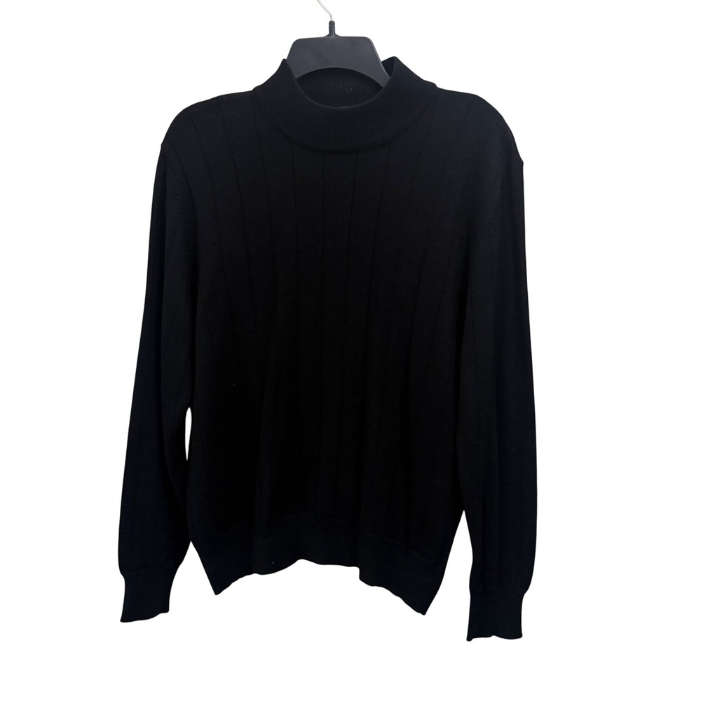 Harve Benard Black Ribbed Mock Neck Wool Blend Sweater XL 60M 203 19